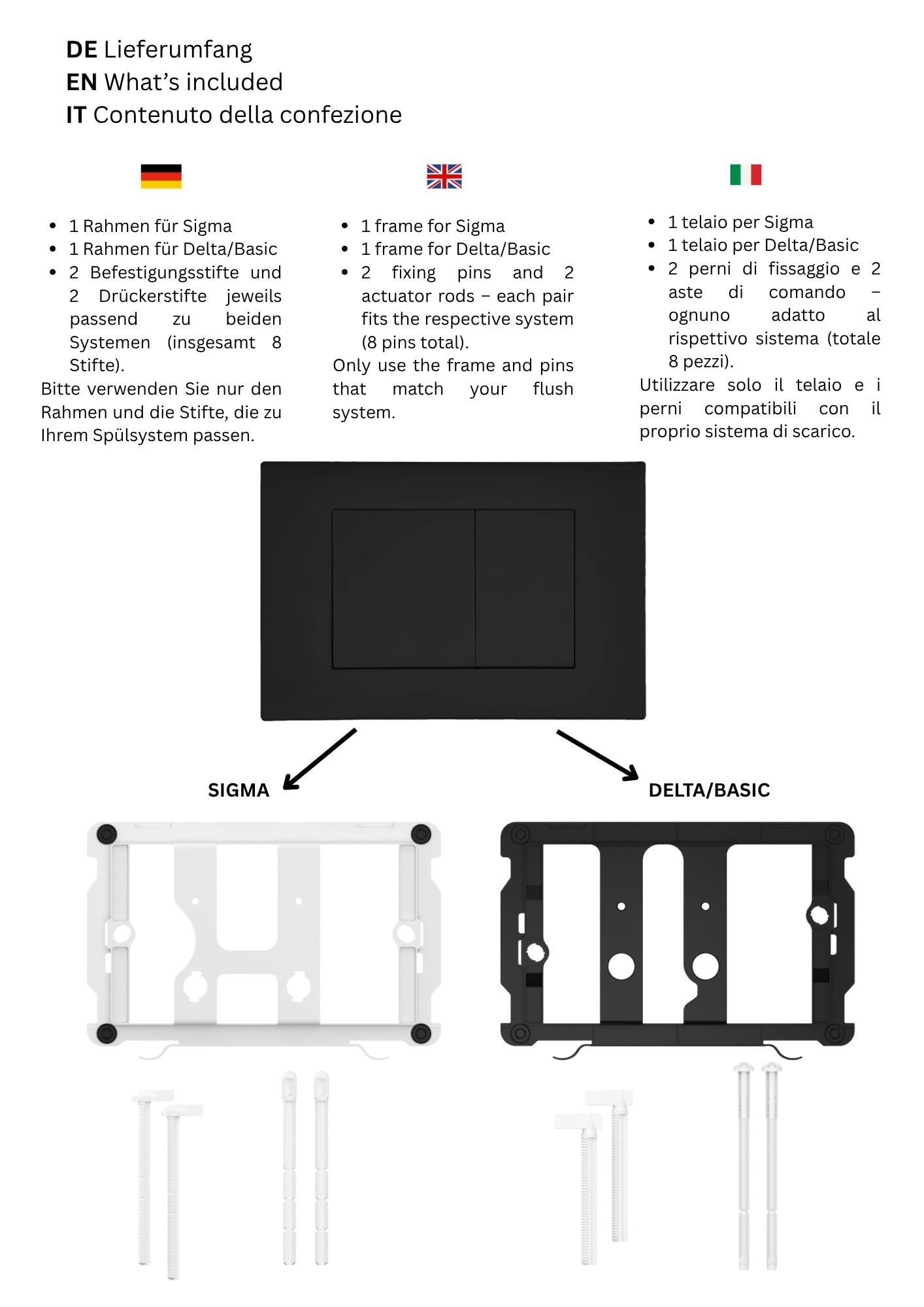 Geberit Sigma 10 square placca di comando monotasto nero opaco
