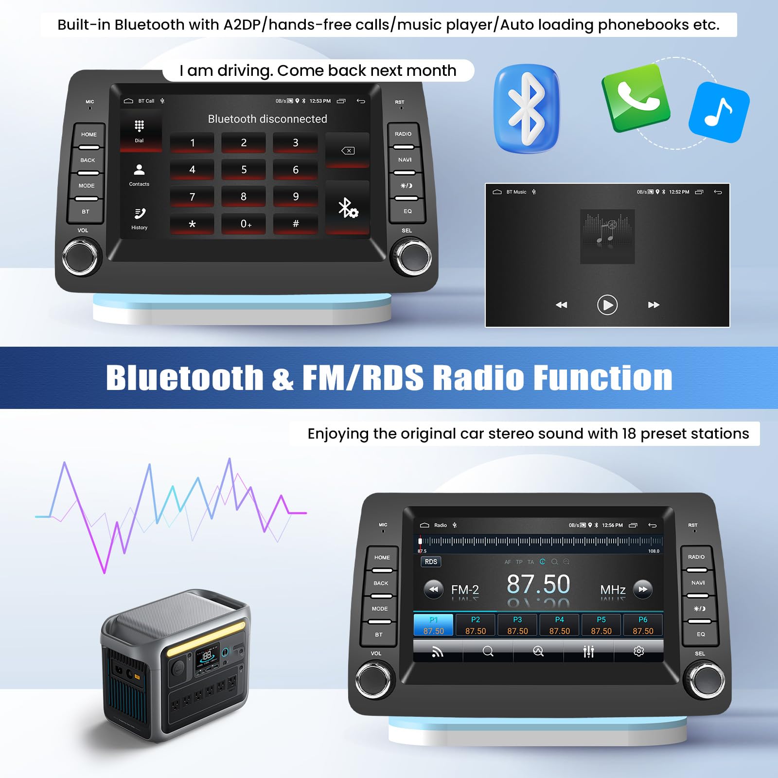 Autoradio per Fiat Panda 169, GOHHDL 2G+64G Radio per Fiat Panda 2002-2012 con Wireless Carplay Android Auto, 7 Pollici Autoradio Bluetooth Stereo Android con GPS WiFi GPS SWC FM RDS EQ Telecamera+Mic