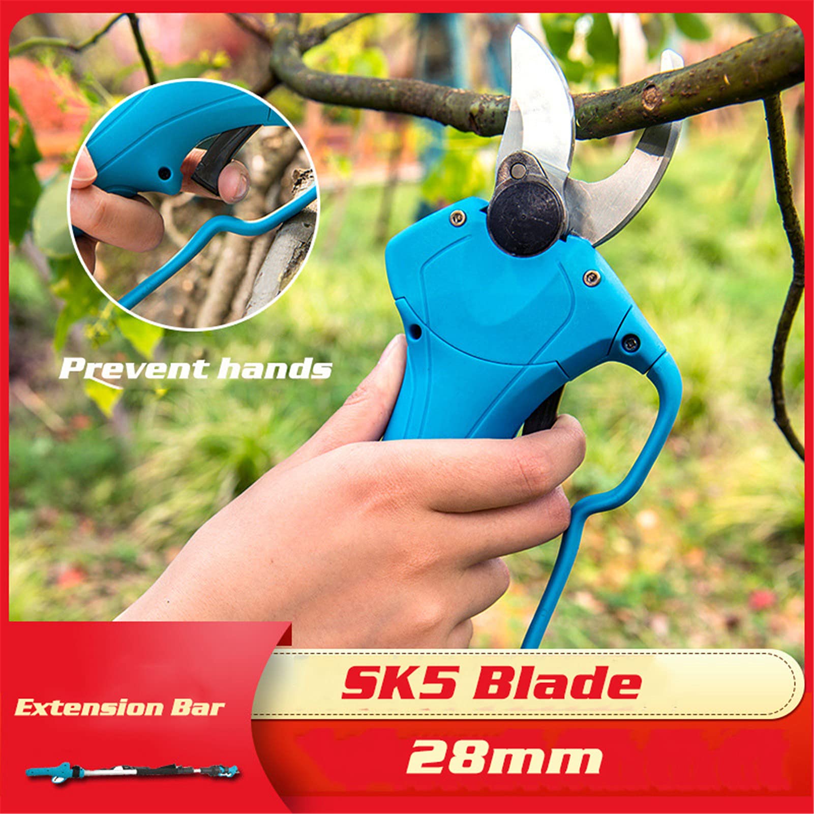 GMtes Tijeras eléctricas de podar Herramientas eléctricas Viñedo Vines Vines Opcional Varilla de extensión con 2 baterías Tijeras eléctricas sin Cable para jardín,1