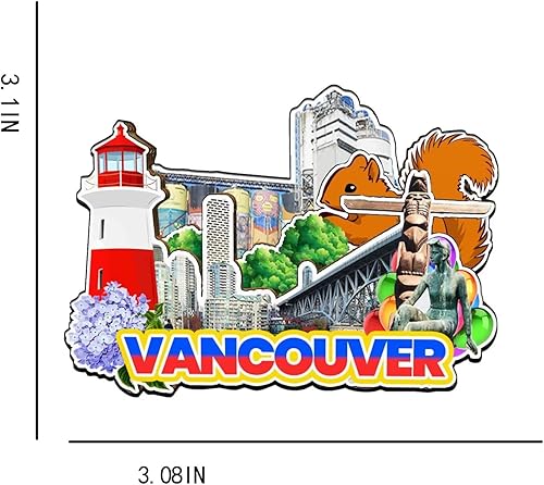 Miniatura 3 de Vancouver Canadá imán de nevera de madera 3D monumentos de viaje coleccionables recuerdos decoración hecha a mano -2159