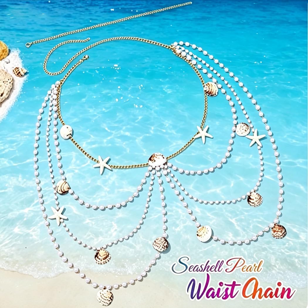 Mermaid Pearl Waist Chain Starfish Beach Body Jewelry for Women