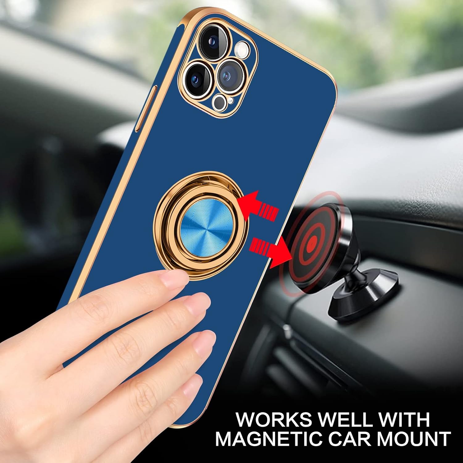 BENTOBEN iPhone 13 Pro Case, iPhone 13 Pro Phone Case with 360° Ring Holder Kickstand Magnetic Car Mount Supported Protective Girls Boys Women Men Cases Cover for iPhone 13 Pro 5G 6.1 Inch, Blue