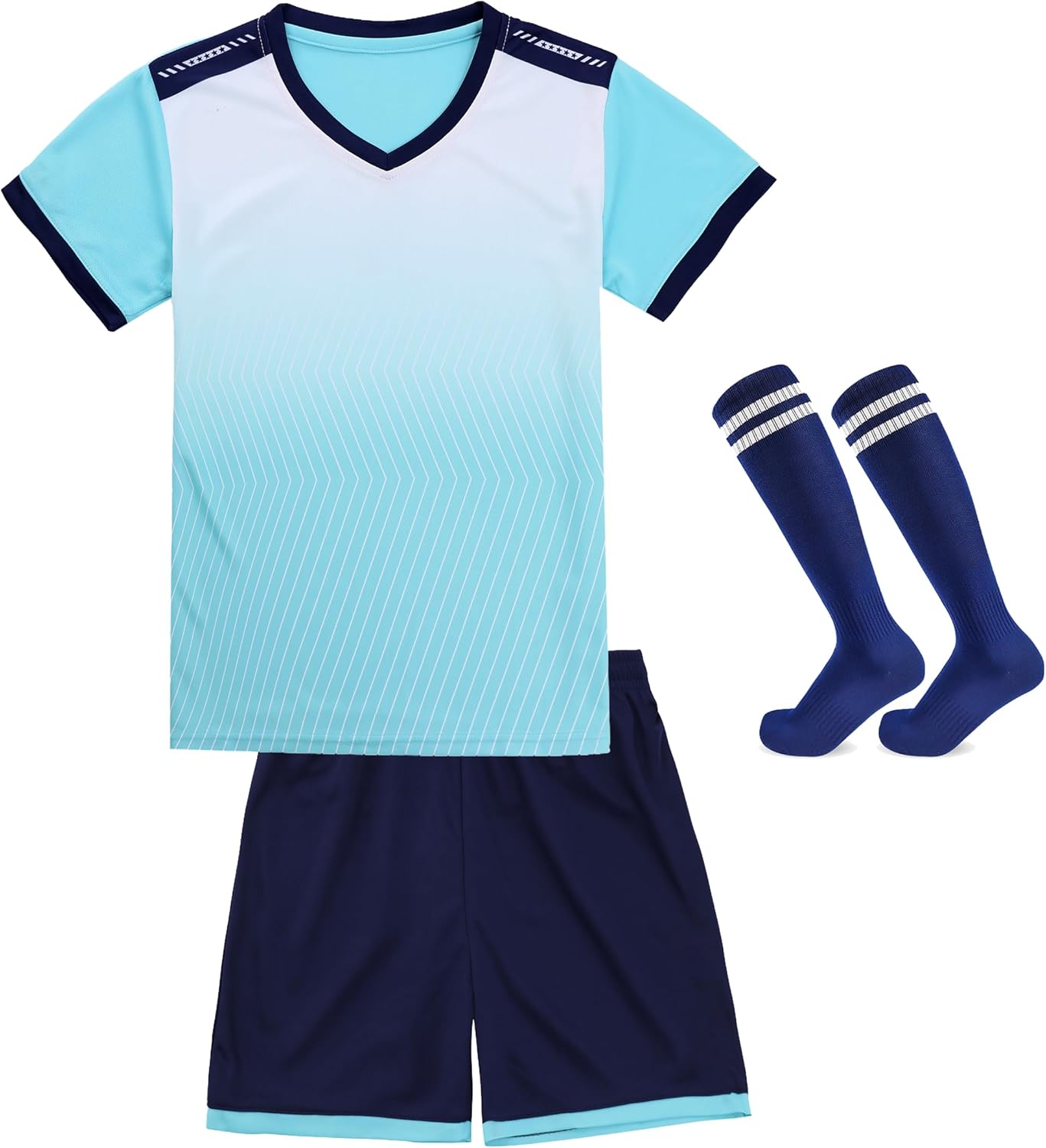 Hiheart Boys Quick Dry Soccer Jersey and Shorts with Socks Football Team Uniform