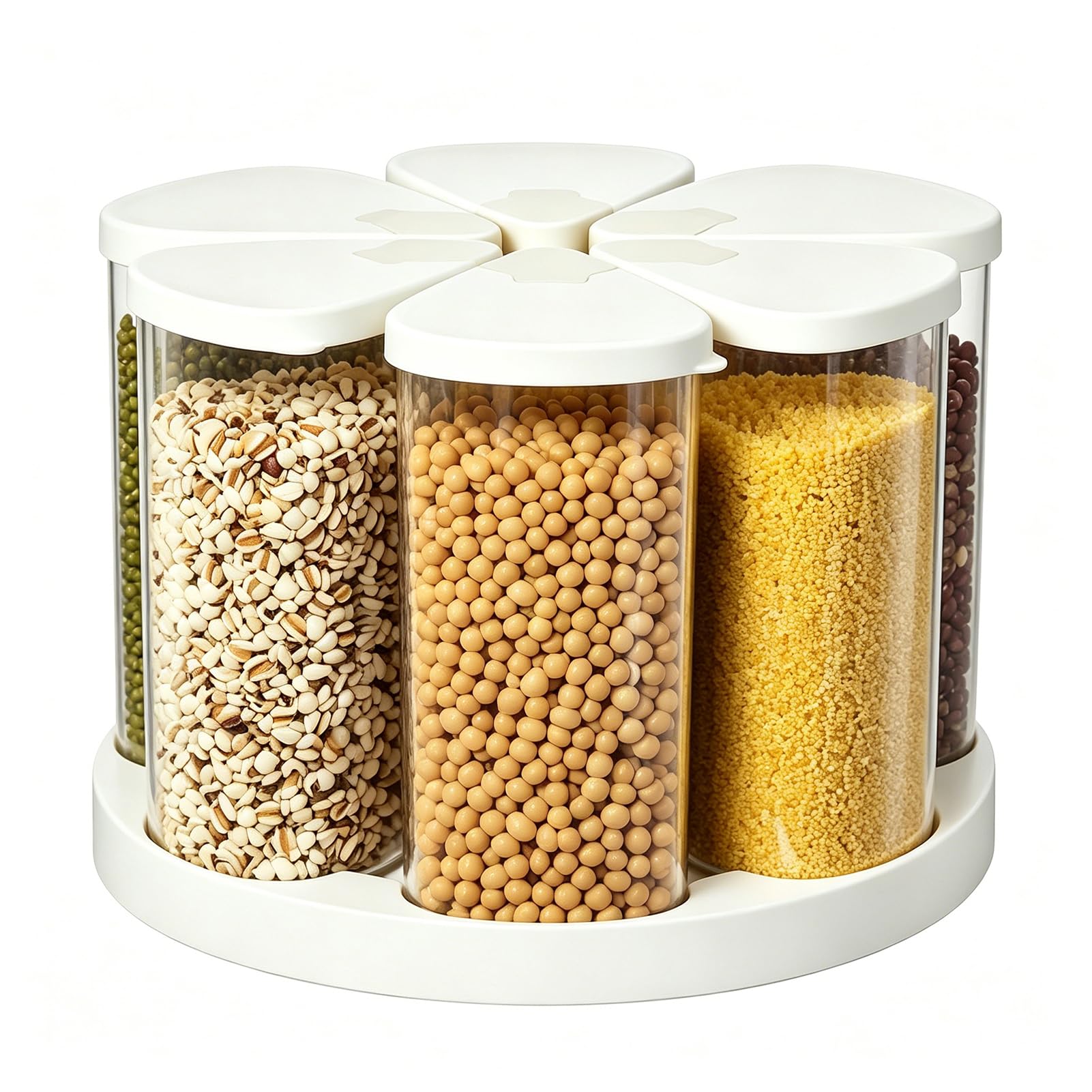 ZgoEC 360° Rotating Cereal Dispenser Countertop for Pantry, 690ml*6 Grids