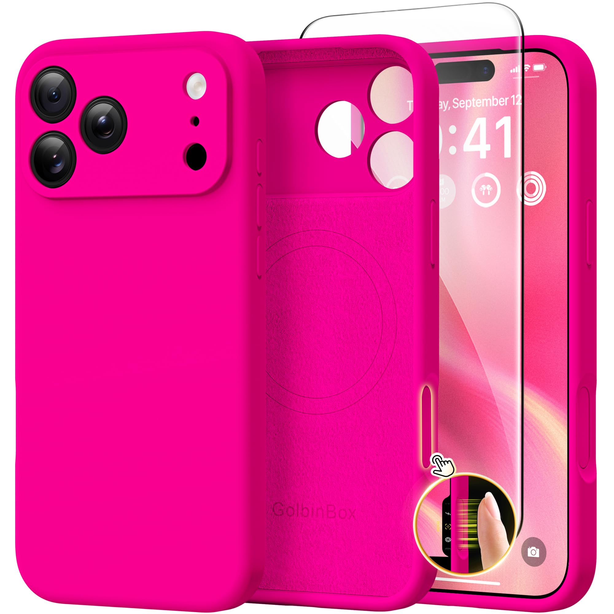 GolbinBox Magnetic for iPhone 18 Pro Max Case/17 Pro Max Case, Neon Pink