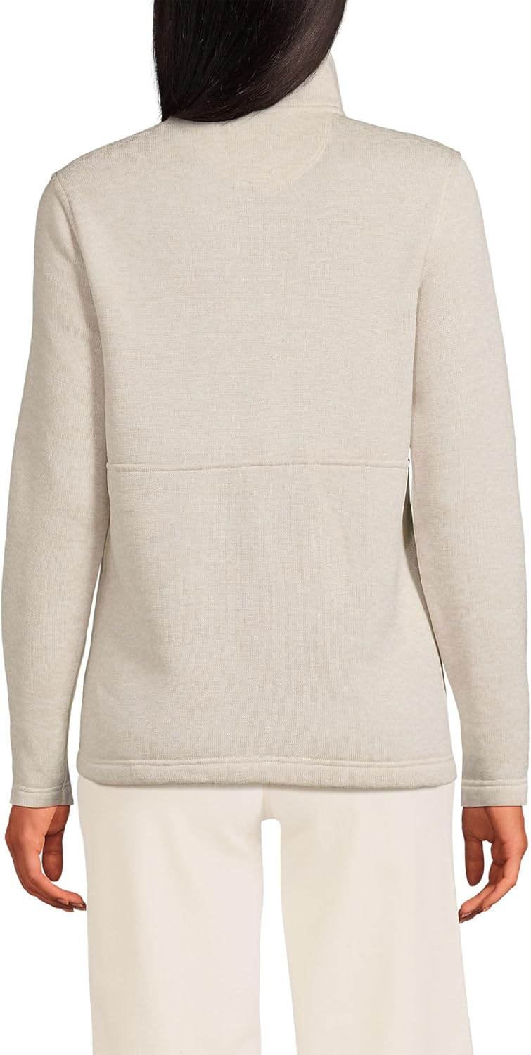 Lands' End Women's Sweater Fleece Snap Neck Pullover Jacket