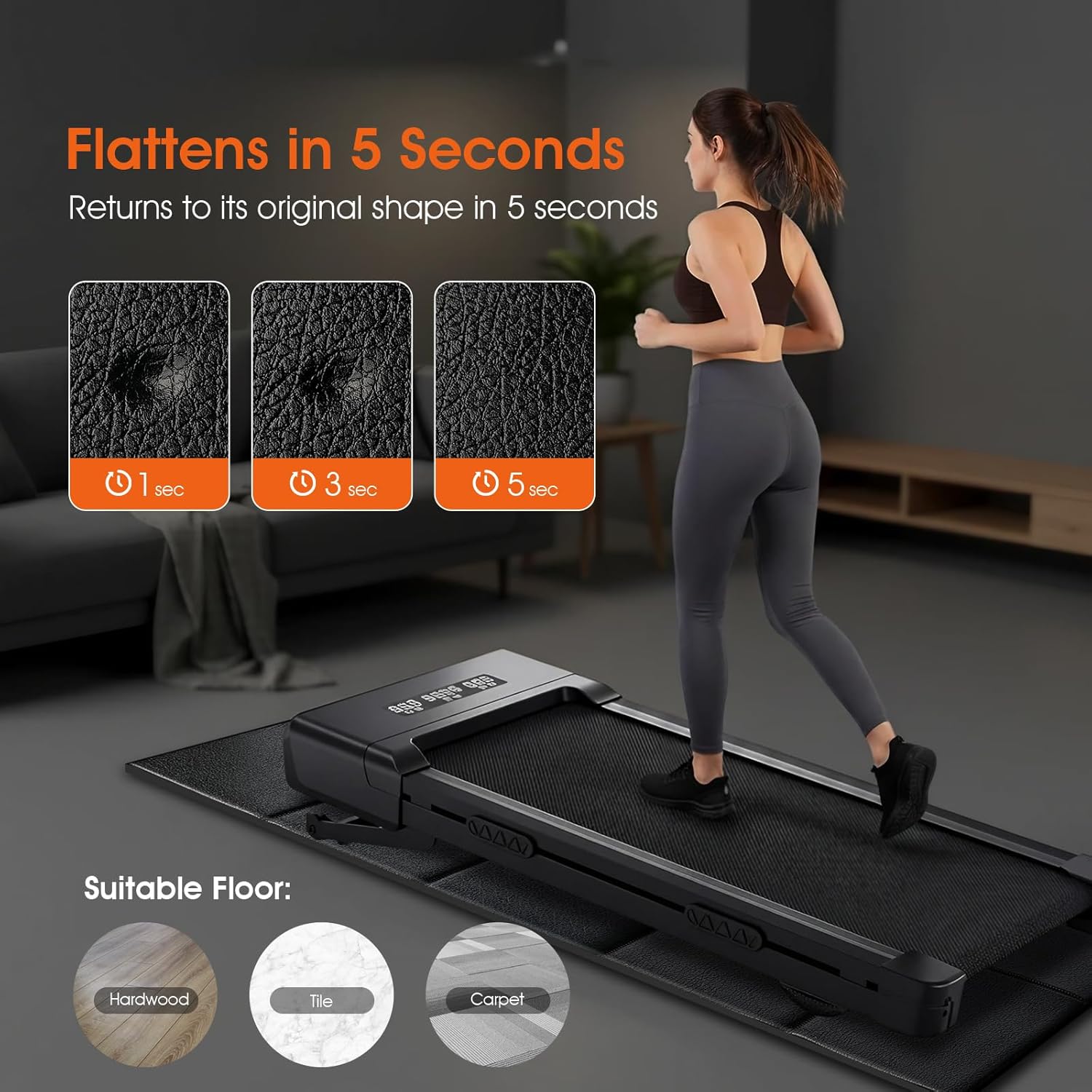 57" x 25" 6MM Thick Tailor-Made Walking Pad Mat for Carpet Hardwood Floors, Thick Foldable Treadmill Mat Carpet,Waterproof,Ordorless,No Slip,Noise Reduce,Shocking Absorbing,Rubber Foam Matt Equipment Floor Protector