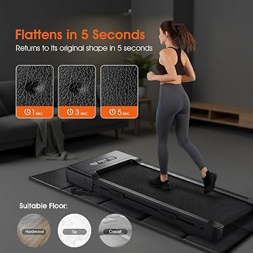 57 x 25 6MM Thick Tailor-Made Walking Pad Mat for Carpet Hardwood Floors, Thick Foldable Treadmill Mat Carpet,Waterproof,Ordorless,No Slip,Noise Reduce,Shocking Absorbing,Rubber Foam Matt Equipment Floor Protector