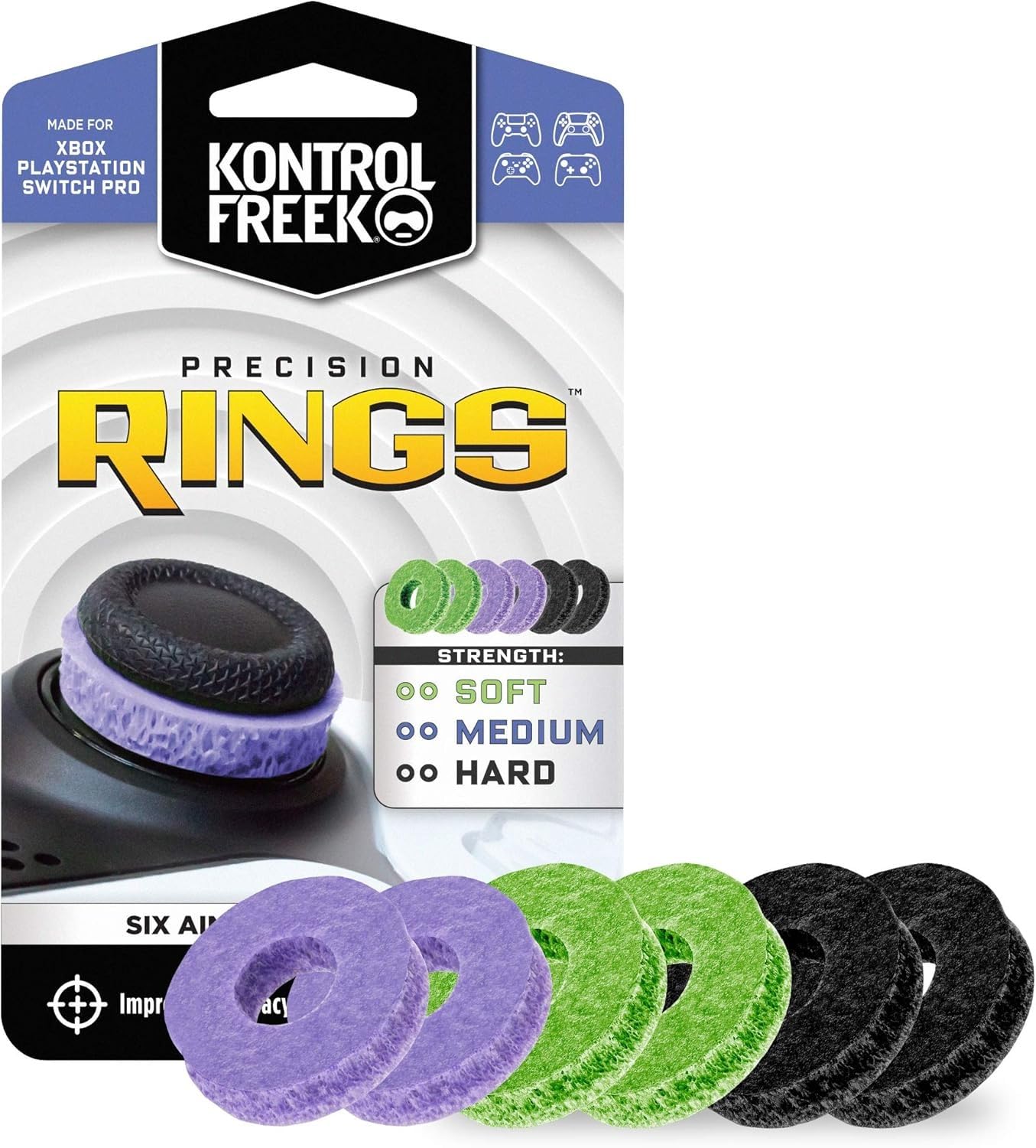 GET IN THE GAME PRECISION RINGS, AIM ASSIST MOTION CONTROL FOR PS5,PS4,XBOX SERIES,XBOX ONE,SWITCH PRO AND SCUF CONTROLLER - BLACK/PURPLE/GREEN-image-21