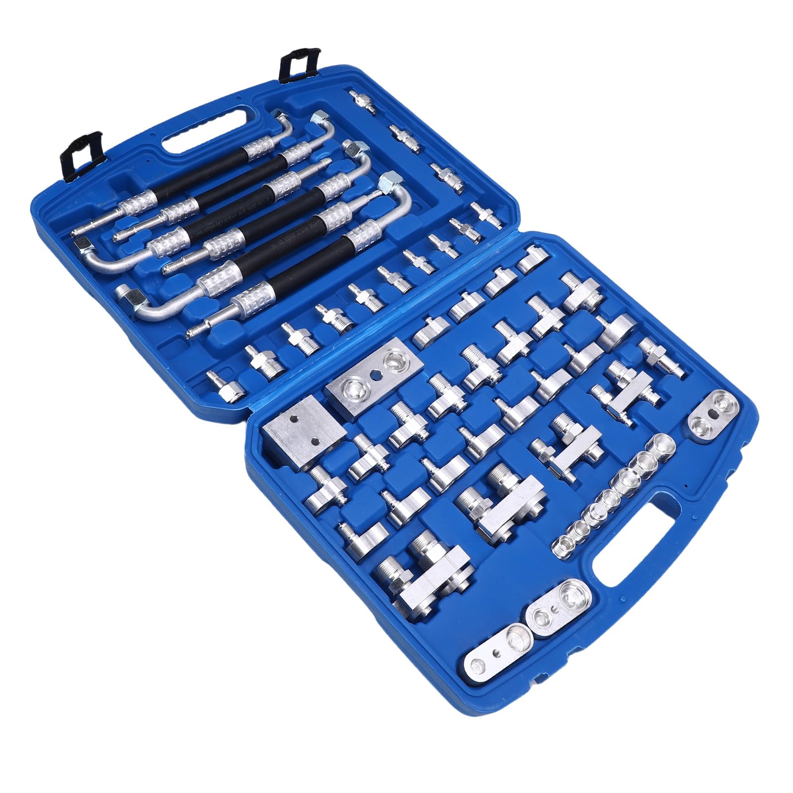 Sorandy Kit de Prueba de Fugas de Aire Acondicionado Automotriz de 56 Piezas, Kit de Reparación de Herramientas de Detección de Fugas de Aire Acondicionado de Latón, para Coche Camión Auto AC