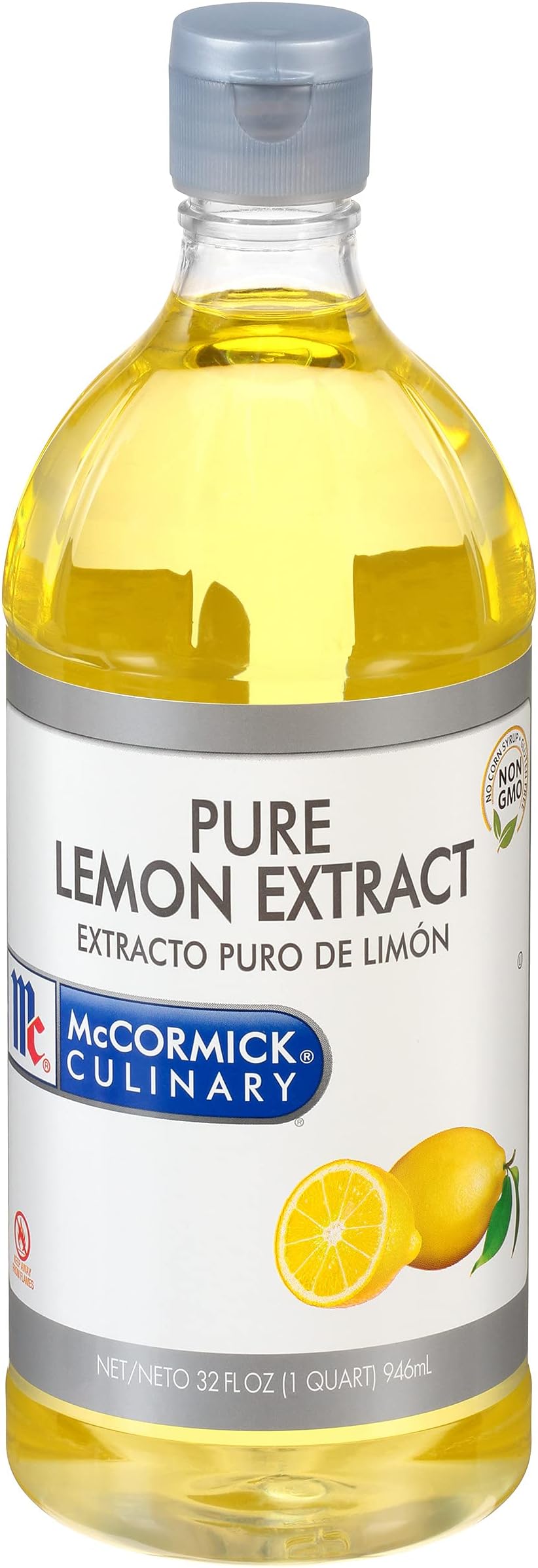 McCormick Culinary Pure Lemon Extract, 32 fl oz - One 32 Fluid Ounce Bottle of Lemon Flavoring Extract with Fresh Lemon Flavor, Use in Fillings, Mousses, Custards and More