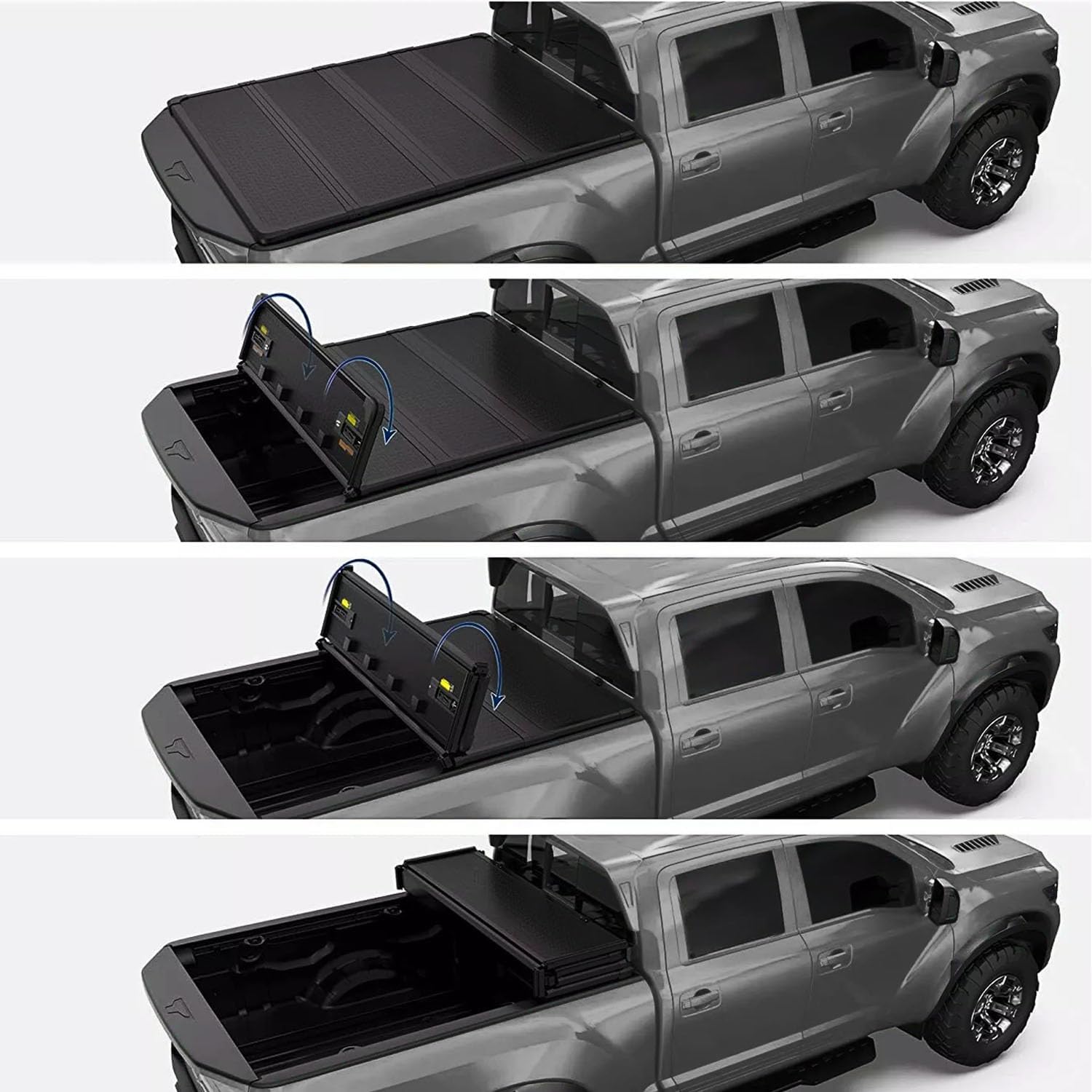 Hard Quad Fold Truck Bed Tonneau Cover Compatible for 2009-2026 Dodge Ram 1500 Classic & New Body Fleetside 5.8FT （67.4in） Truck Bed Cover with LED Light (for Models w/o Ram Box)