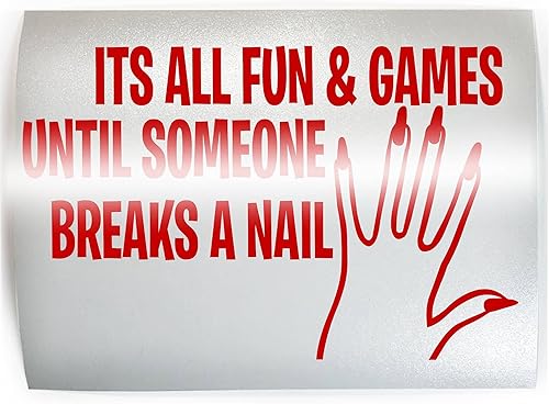 FUN & GAMES BREAK NAIL - PICK COLOR & SIZE - Funny Manicure Manicurist Salon Vinyl Decal Sticker D