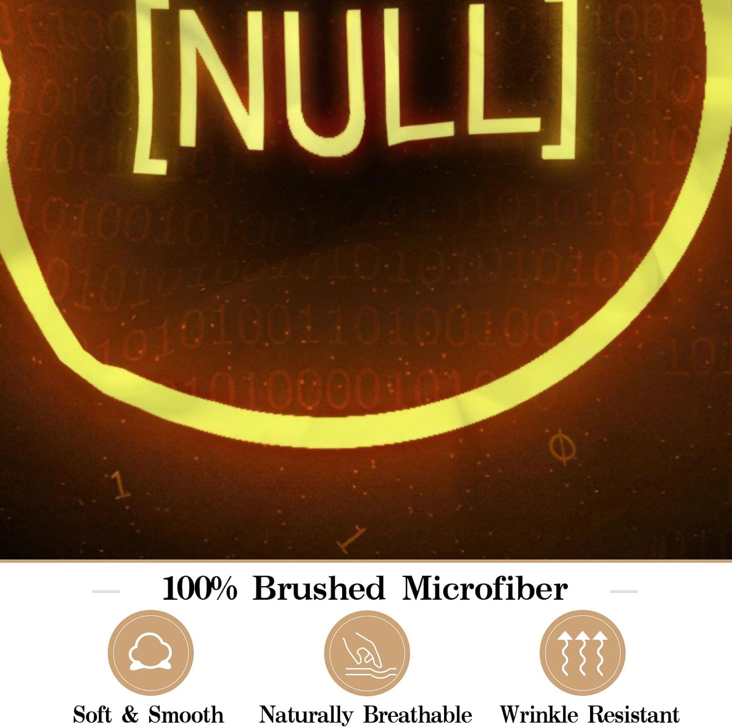 Allenjoy Full Size Glowing Null Symbol Fitted Sheet Binary Code Bed Sheets Bedding Set Deep Pockets Up to 16" Bedroom Decor with 2 Pillowcases SC00614-006