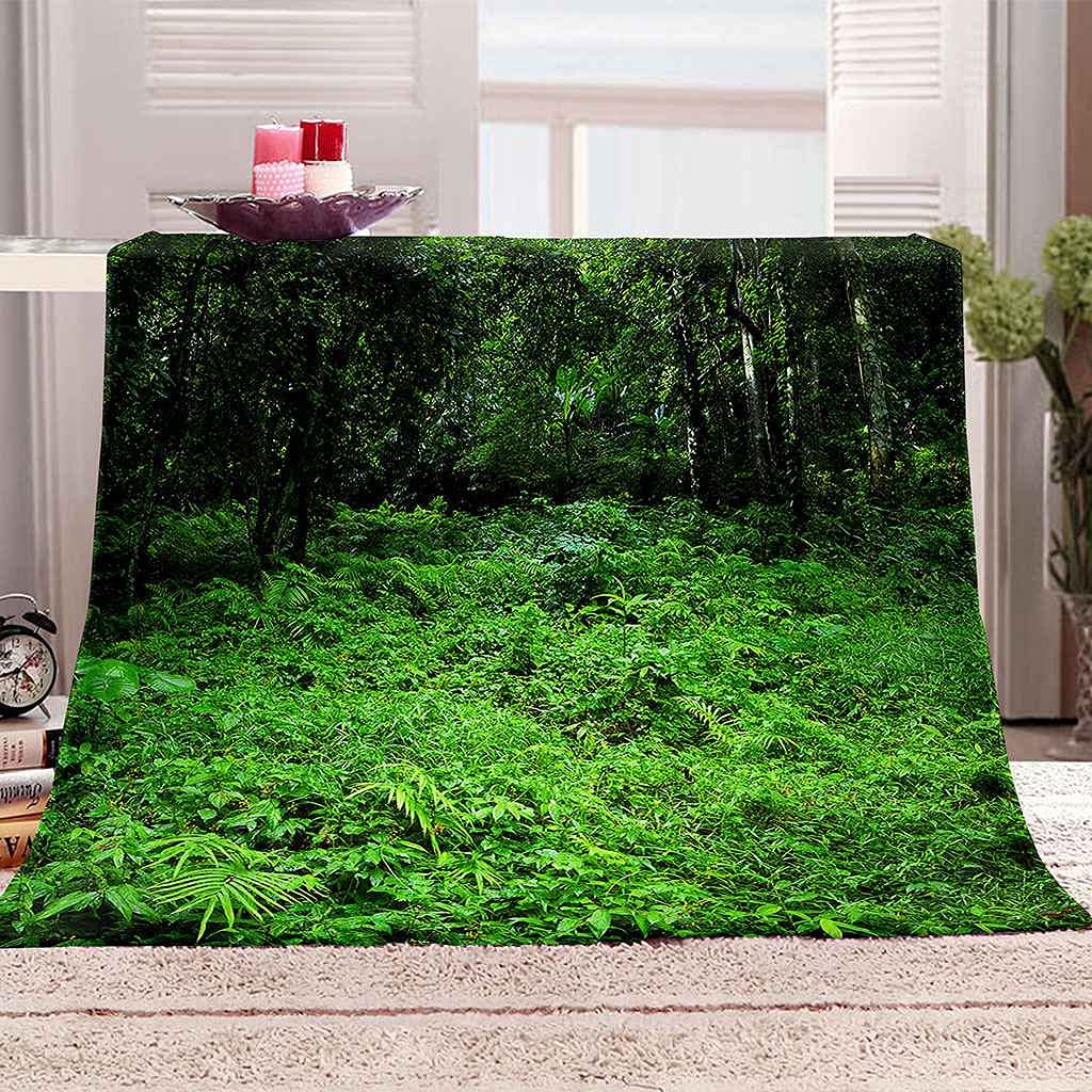 Couverture lit herbe verte plaid flanelle doux toutes saisons pour adulte