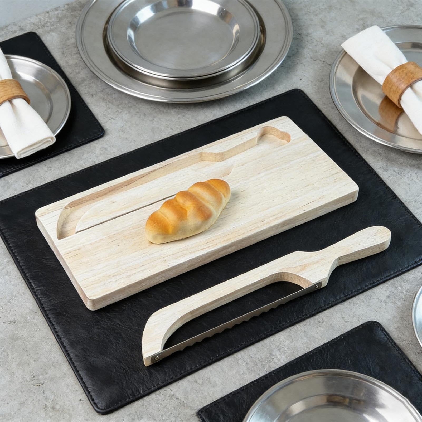 Tabla Para Cortar Pan Utensilios De Repostería Grandes Ranurados | Juego De Tablas De Cortar De Madera Y Bol Para Pan Para Hogar Cocina Restaurante Pan Panaderos Principiantes