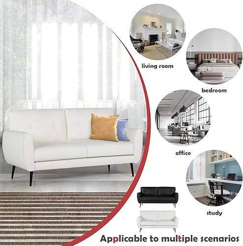 Miniatura 7 de Sofá biplaza moderno de piel sintética de mediados de siglo de 60 pulgadas, 2 plazas, 27.95 pulgadas de ancho x 30.7 pulgadas de alto, cómodo sofá