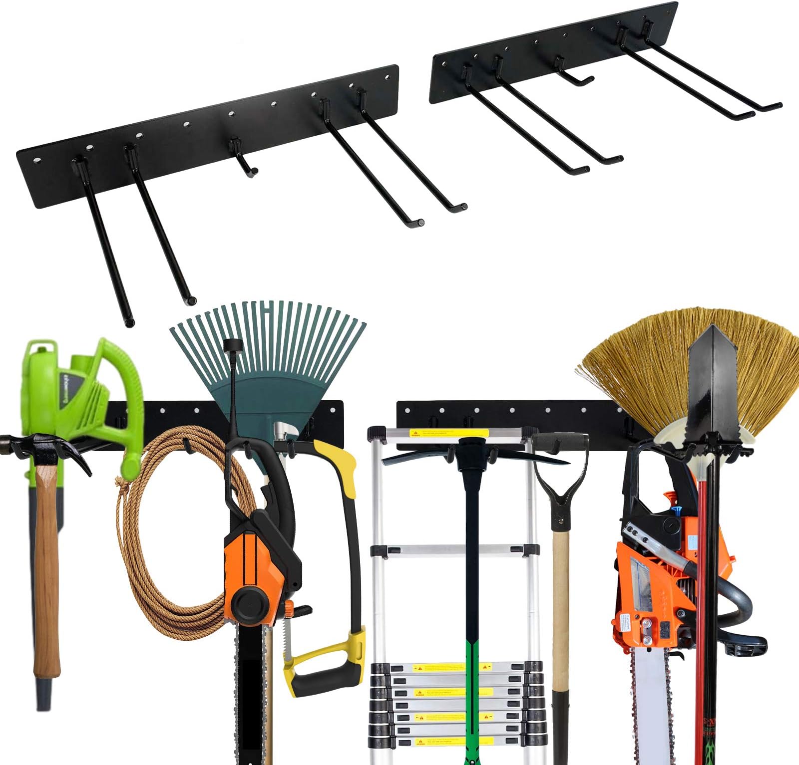 2 Pack Tool Storage Rack Heavy-Duty Metal Garage Wall Mount Organizer Holds Up to Max 200 lbs…