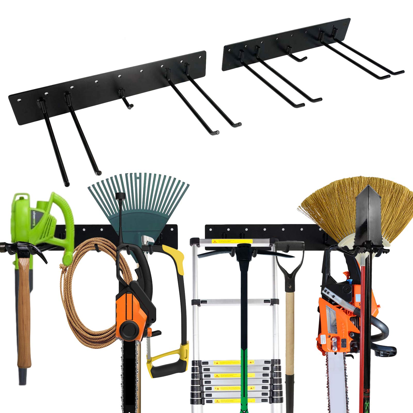 2 Pack Tool Storage Rack Heavy-Duty Metal Garage Wall Mount Organizer Holds Up to Max 200 lbs…
