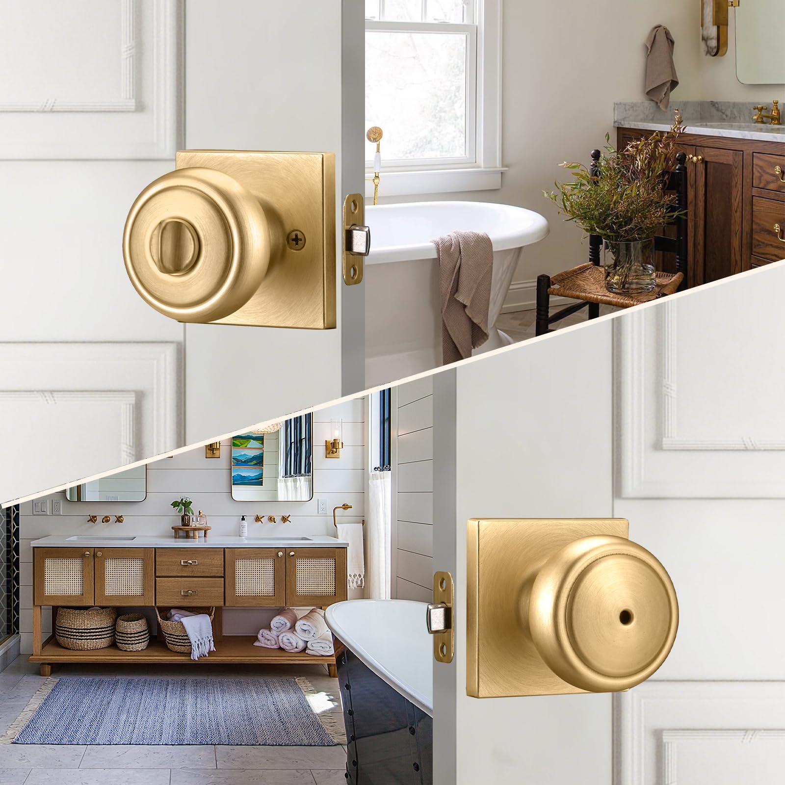 Gold Coastal Door Knobs with Lock - Privacy & Security -3