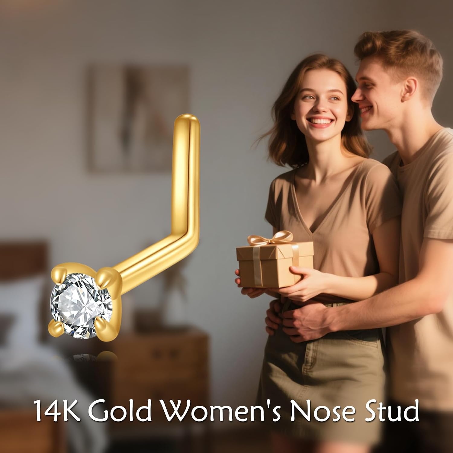 KECHO 14K Real Gold Nose Rings Hoop Helix Cartilage Daith Tragus Sleeper Earrings Body Piercing for Women Men Piercing Jewelry