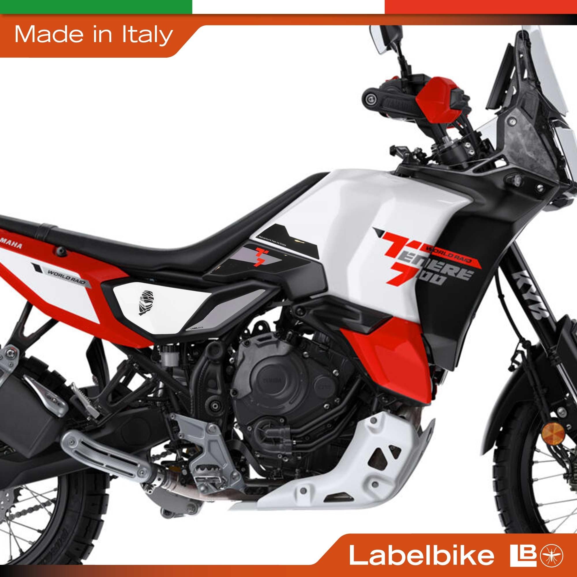 labelbike Boczne naklejki motocyklowe 3D kompatybilne z Yamaha Tenere 700 World Raid 2026 czerwone