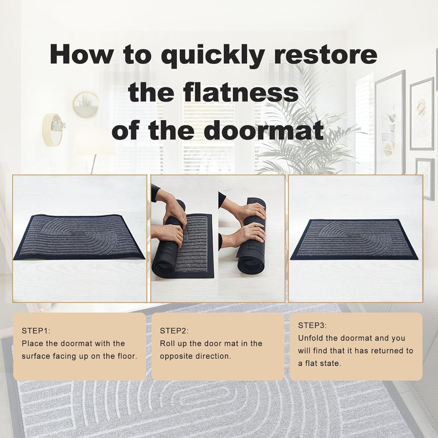 Door Mat Outside Entrance, Durable Rubber Backing All-Season Front Door Entry Mat, Low Profile, Non-Slip and Easy Clean Indoor Door Mats for Entryway, Patio and Garage. Black, 31"x47"