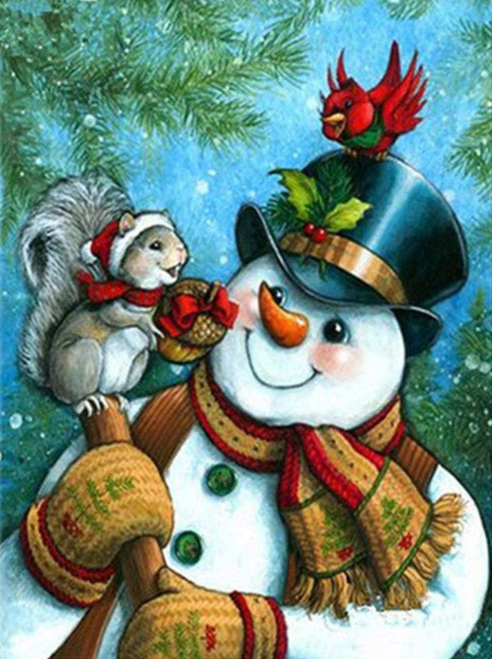 Cross Stitch Kits DIY Embroidery Craft Kits for Adults Snowman 11CT Printed Stamped Cross Stiching Adult Beginners Needlework kids Embroidery Gift Kit Home Decor 40x50cm