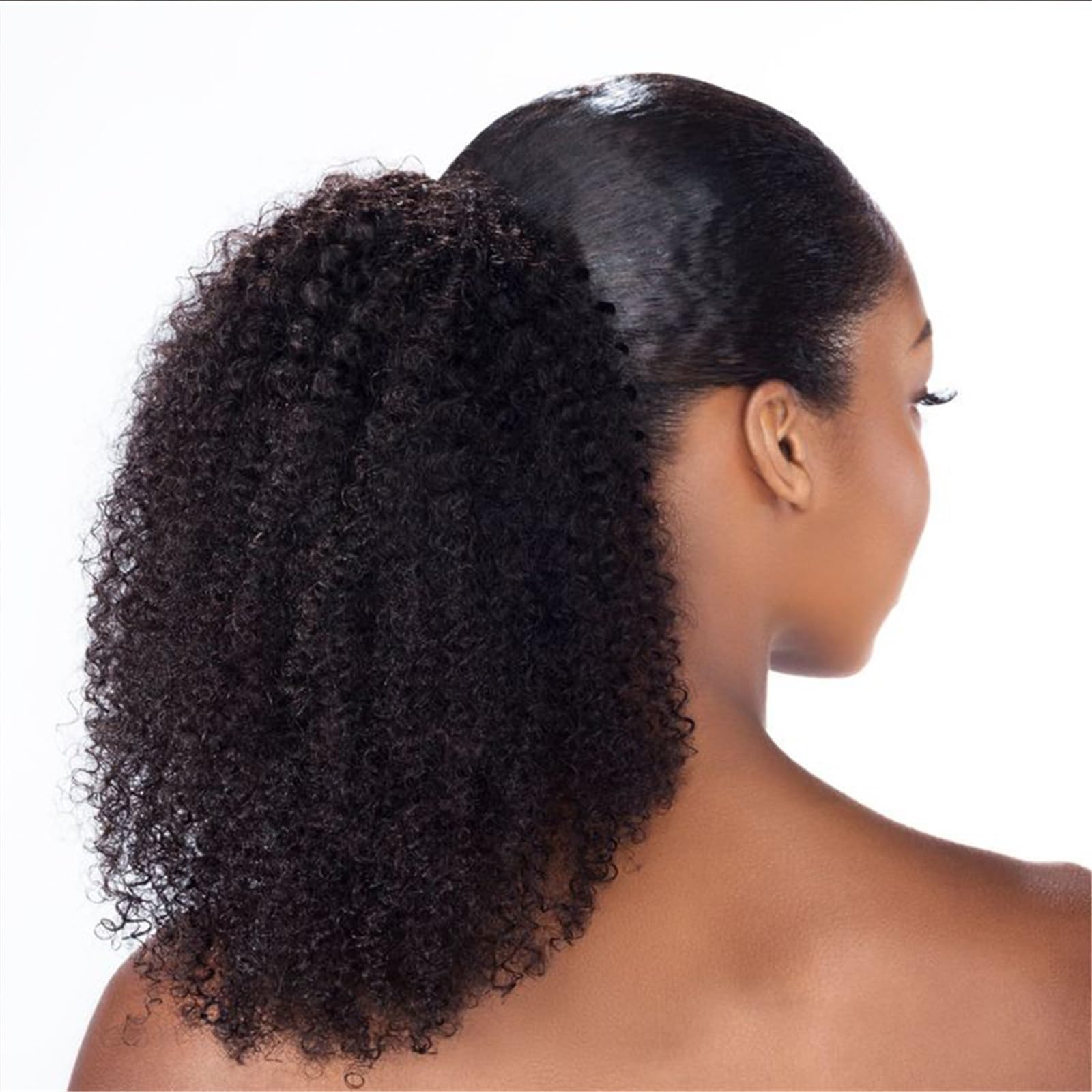Treska do przedłużania włosów Afro Kinky Curly ze sznurkiem do przedłużania włosów, koński ogon, naturalne, 30-61 cm