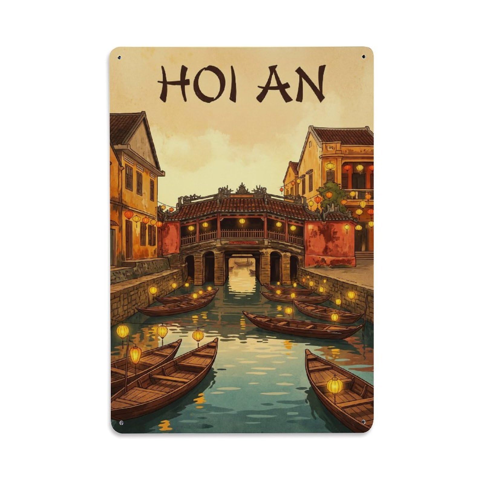 Gead 8X12inch Style Retro Vietnam Hoi An Travel Metal Tin Sign