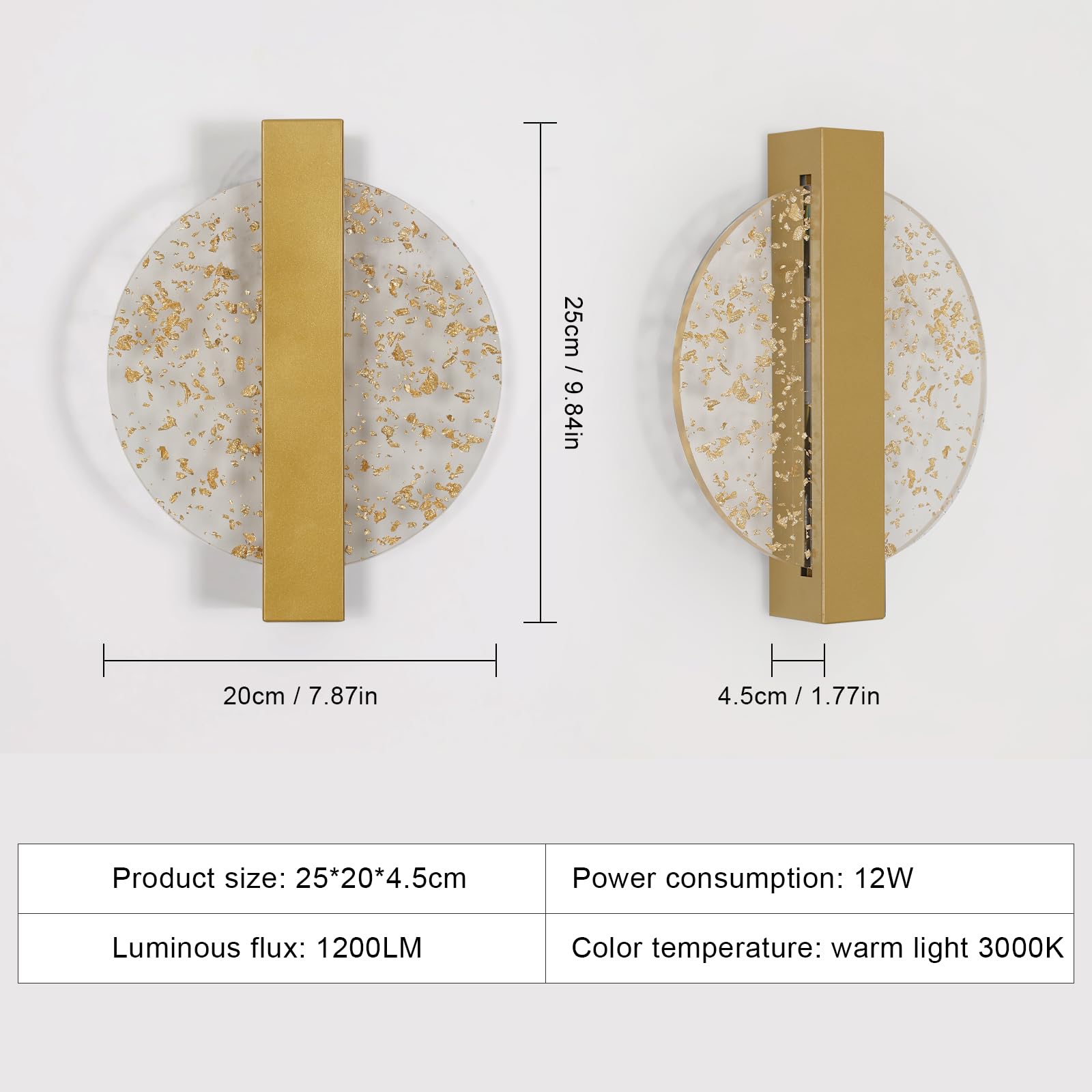 DELIPOP LED Wall Light Indoor, 12W Gold Round Modern Wall Lamp, Warm Light 3000K Wall Lighting Fixtures for Hallway Staircase - Image 4
