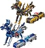 Collision Transforming Dinosaur Car Toy, 2 in 1Magnetic Cars Convert into Dinosaur Toys,Dino Robot Toy, Boys Toys, Children's birthday party gifts,ChristmasGift blue and gold
