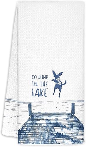 Miniatura 11 de Toallas de cocina decorativas para casa del lago, divertidas toallas de cocina con temática de lago y perro, regalos para casa del lago, toallas