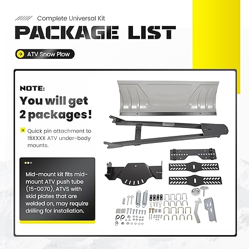 Miniatura 6 de ECOTRIC Kit universal completo ajustable de 48 pulgadas para cuatrimoto con hoja de quitanieves compatible con Honda Kawasaki Polaris (recibirás 2