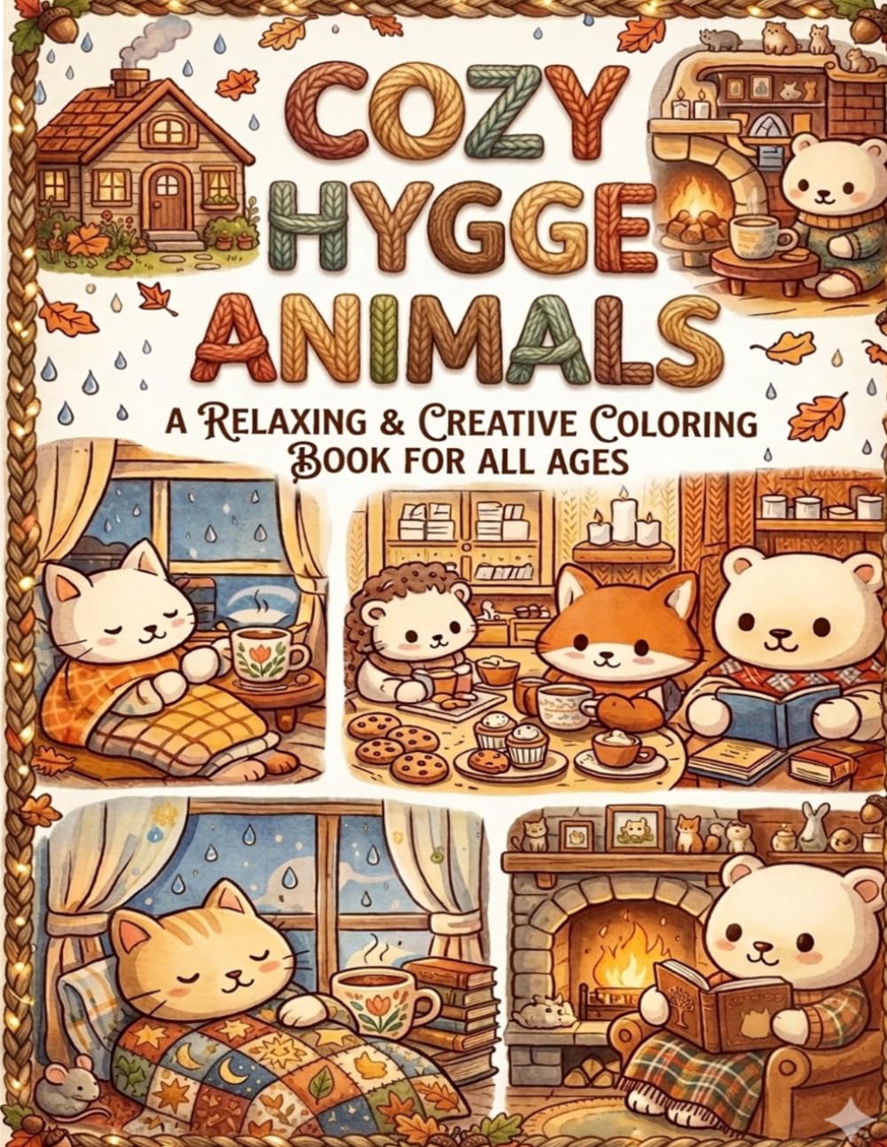 Cozy & Hygge Animals: Relaxing Coloring Book for Kids and Adults Filled with Warm, Comforting Scenes