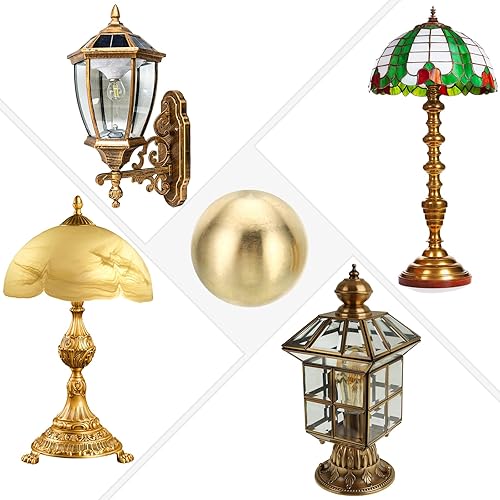 Miniatura 13 de PATIKIL Perilla de tapas de lámpara de bola de latón de 0.689 in/0,69 pulgadas, juego de 4 unidades, pantalla de lámpara, decoración superior