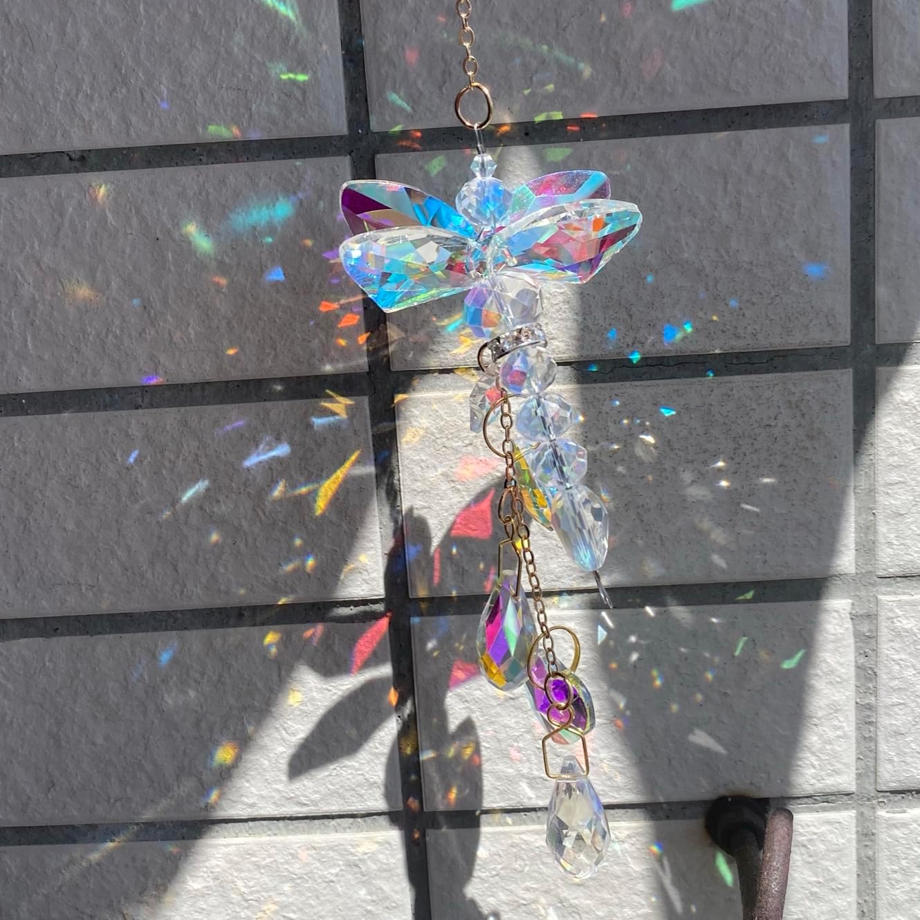 Sun Catcher Dragonfly Butterfly Suncatcher Crystal Rainbow Maker Prism Beads Window Door Home Office Baby Room Garden Tree Plants Decoration Car Pendant Hanging Ornament (2pcs)