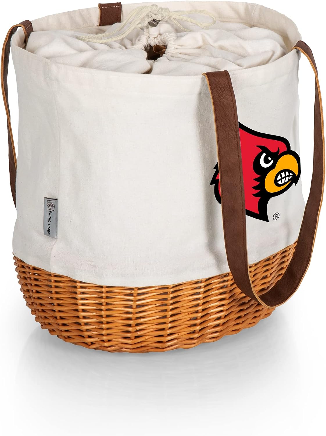 PICNIC TIME NCAA Purdue Boilermakers Coronado Canvas and Willow Basket Tote, Picnic Tote Bag, Beach Tote, (Beige Canvas)