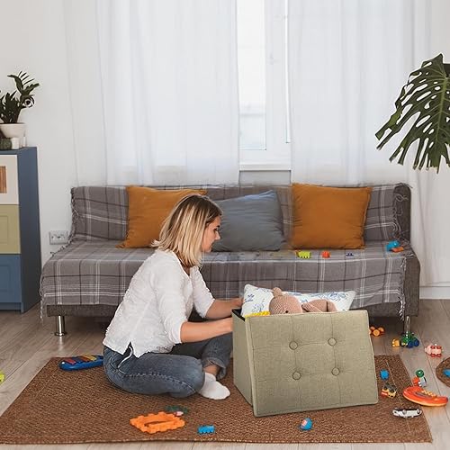 Miniatura 86 de Taburete otomano de almacenamiento otomano con reposapiés, banco plegable con almacenamiento, dormitorio de estudiantes y entrada, 16 x 12 x 12