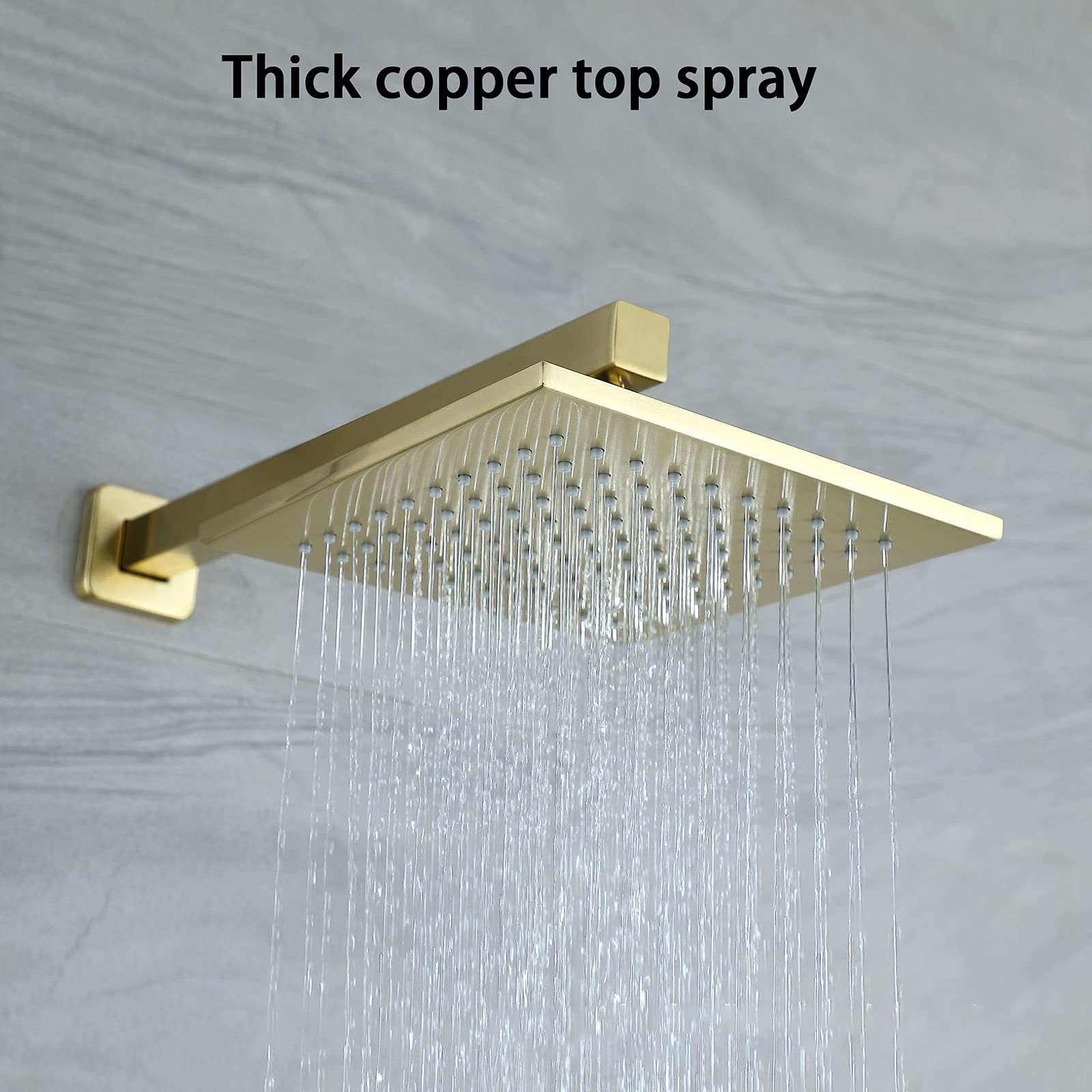 Doccia con portasina Portatile Set di rubinetti con Doccia con Pioggia Quadrata Set di Doccia per Doccia in Ottone Set da Doccia, Set Combo Doccia Mixer, Oro Spazzolato