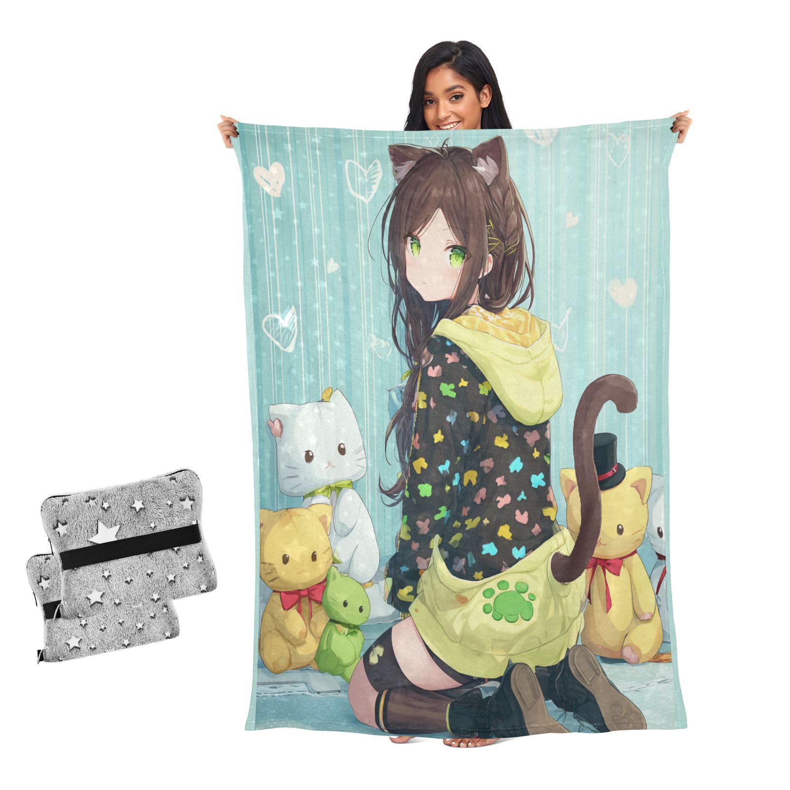 Couverture douce pour fille Neko idée cadeau pour le salon homme femme