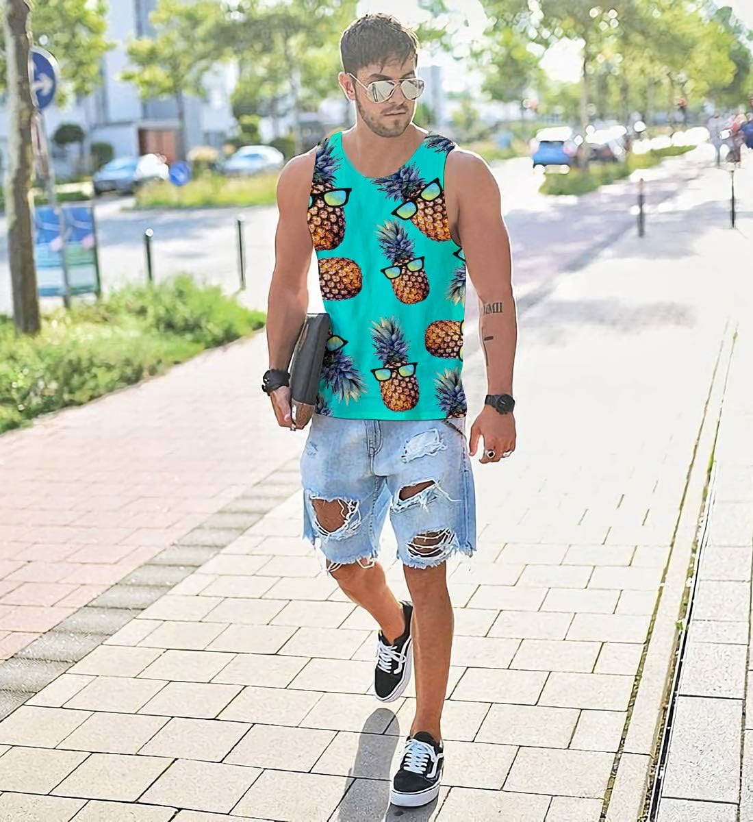 Goodstoworld Mens 3D Tank Top Novelty Graphic Breathable Quick Dry Sleeveless Beach Shirt S-4XL - Image 5
