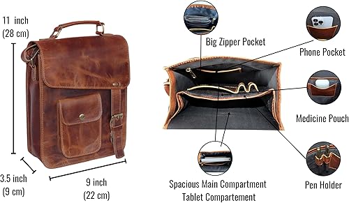 Miniatura 3 de Bolso de mensajero de cuero bolso de hombro cruzado bolso de mensajero vintage para mujeres y hombres bolso de hombre