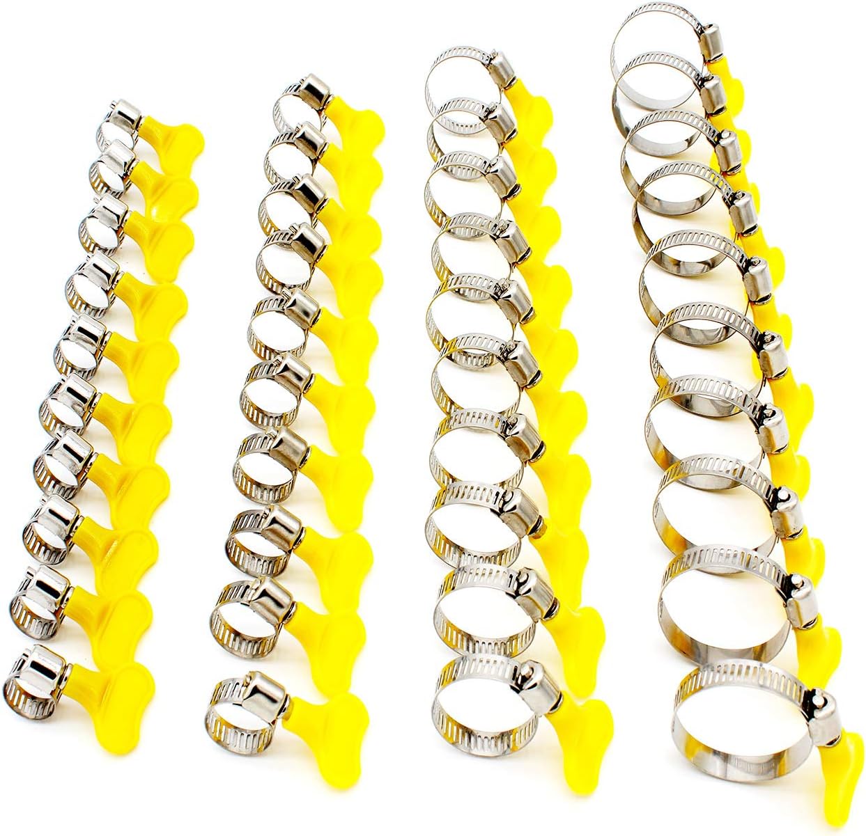 TSellk Adjustable Stainless Steel Hose Clamp, Pipe Clamp, Self-Bringing Tools, 1/3" - 1 1/2", 40 Piece