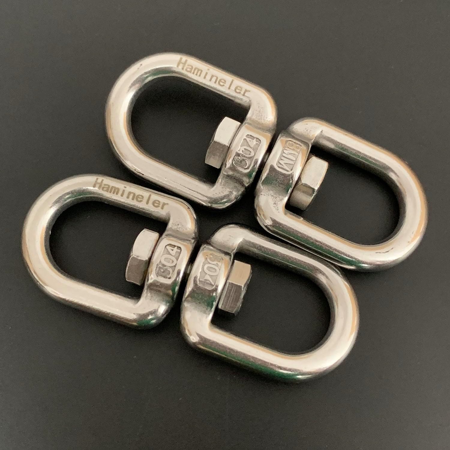 2Pcs M8 304-Stainless Steel Swivel Ring Double Ended Swivel Eye Hook, 2Pcs M8 Spring Hook, for Marine Mooring, Tree Swing, Hammock, Hanging Rotating Device - Image 6