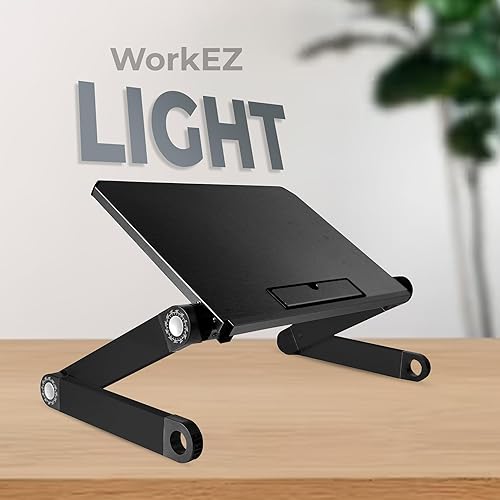 Miniatura 7 de Uncaged Ergonomics WorkEZ luz - Cooler para laptop de aluminio, ergonómico, portable, superligero, soporte para tablets y libros, Negro