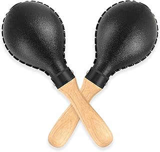 EASTROCK Maracas Hand Percussion Rattles Sand Hammer Percussion Instrument Black Professional Maracas with ABS Shells and Wooden Handles for Live Performances and Recording Party Concert KTV Black