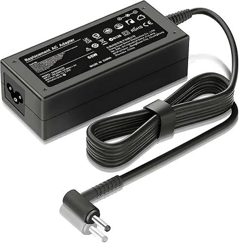 65W Replacement AC Adapter Fits Lenovo Ideapad 100, 110, 120S, 130, 310, 320, 330, 330S, 510, 520, 710 | Round Pin (4.0mm x 1.7mm) Laptop Charger Power Cord (Black)
