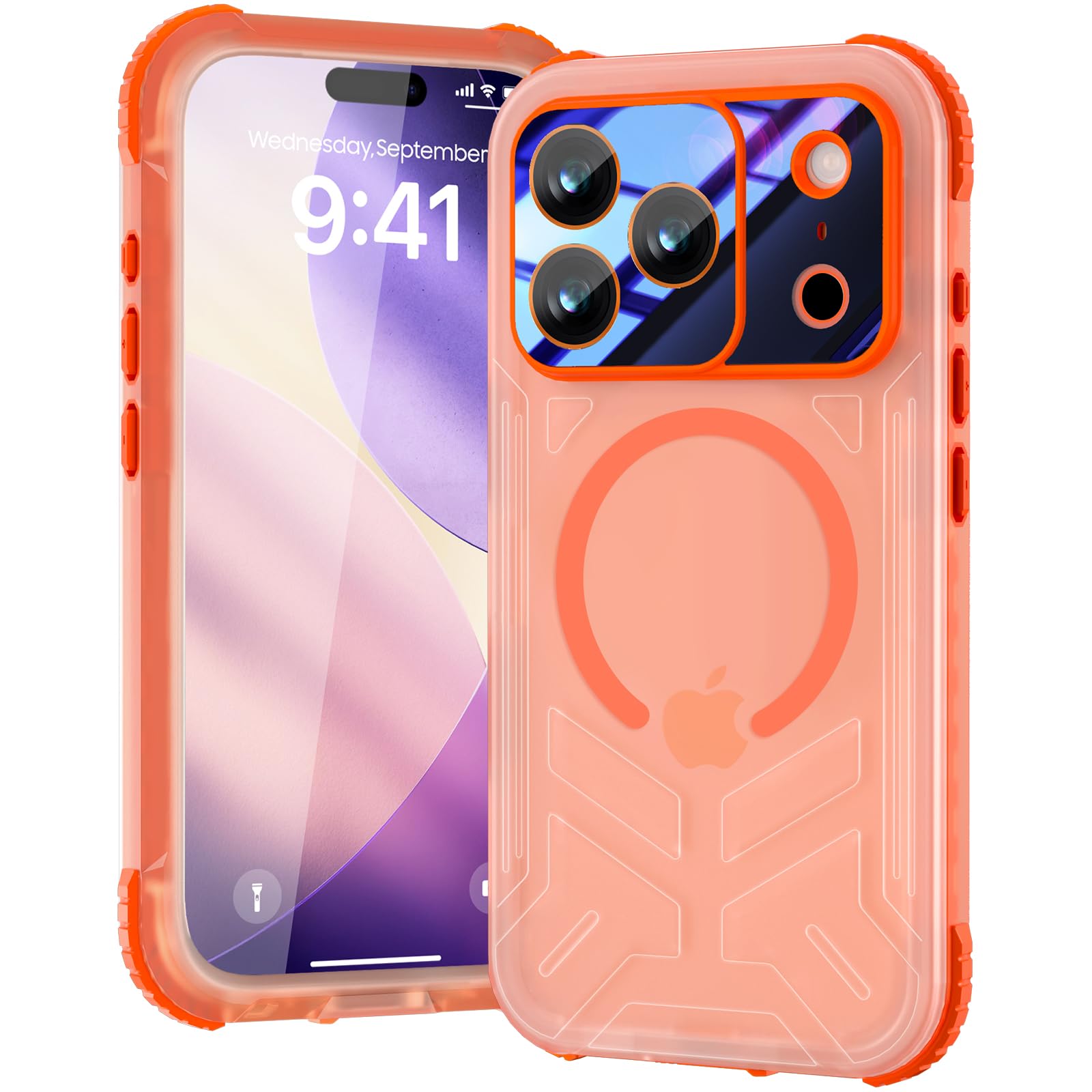 Beeasy für iPhone 17 Pro Max Hülle Wasserdicht für MagSafe, IP68 Wasserfest Staubdicht Handyhülle 360 Grad Outdoor Schutzhülle, Stoßfest Panzerhülle mit Displayschutz 6,9", Orange