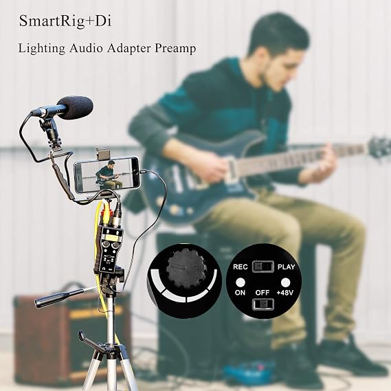 ميكروفون البرق متوافق مع iPhone 11 X 8 7 6 Vlog، Saramonic 2 -Channel Lightning Mic XLR & amp؛ واجهة غيتار 6.3 مم لأجهزة iPad iPod و iOS Smartphone Tablet YouTube Video